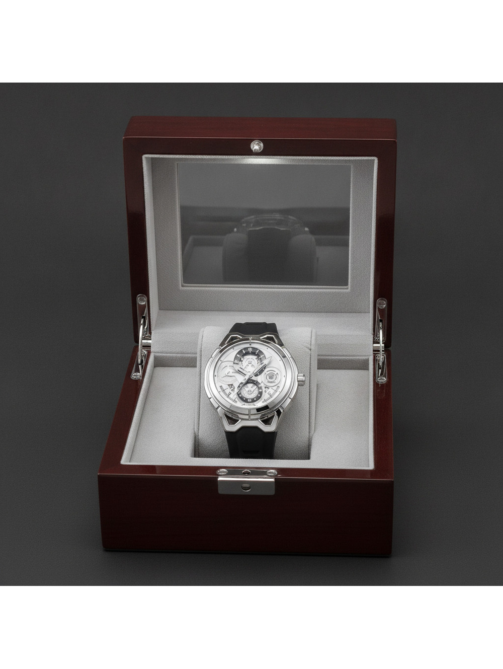 Activa Drift X 44mm Silver Dial Black Rubber Strap Wristwatch
